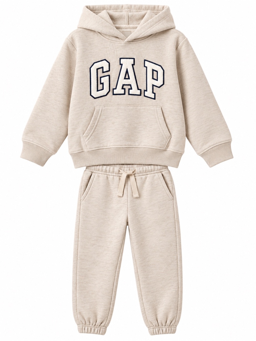 GAP Kids Cream Jogger Set with Navy Logo